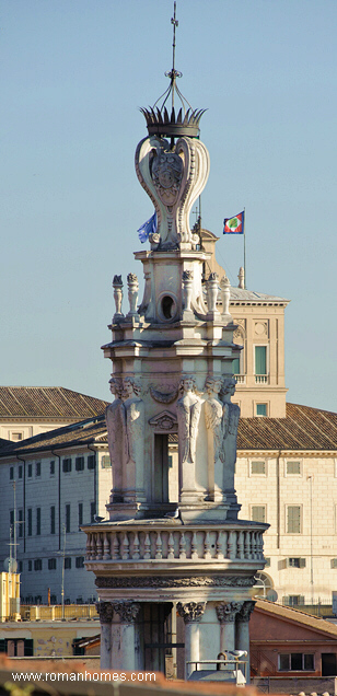 The seagulls nest in the belfry of the Church Sant'Andrea delle Fratte, near the penthouse